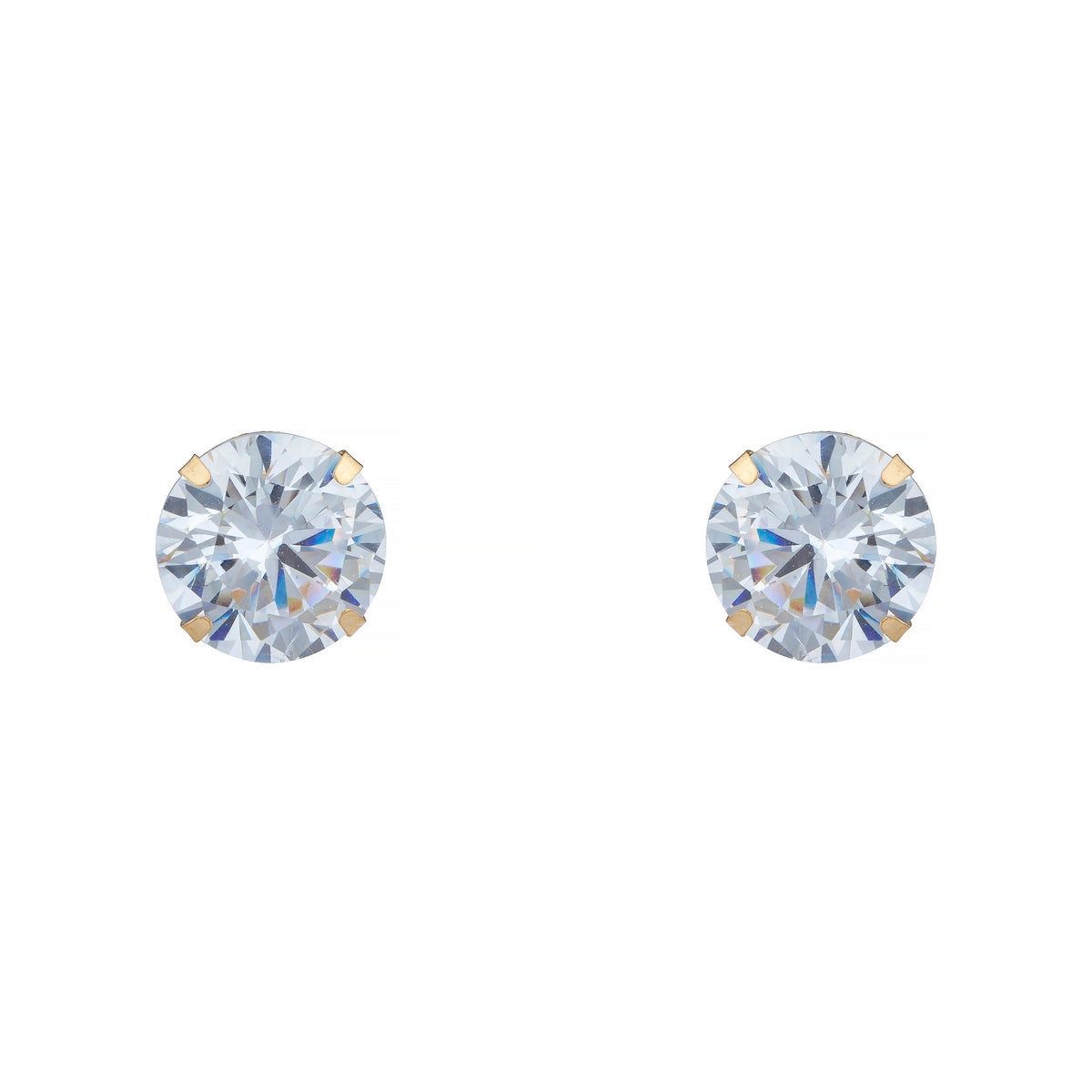 14k Yellow Gold Brilliant Round Martini Setting Studs