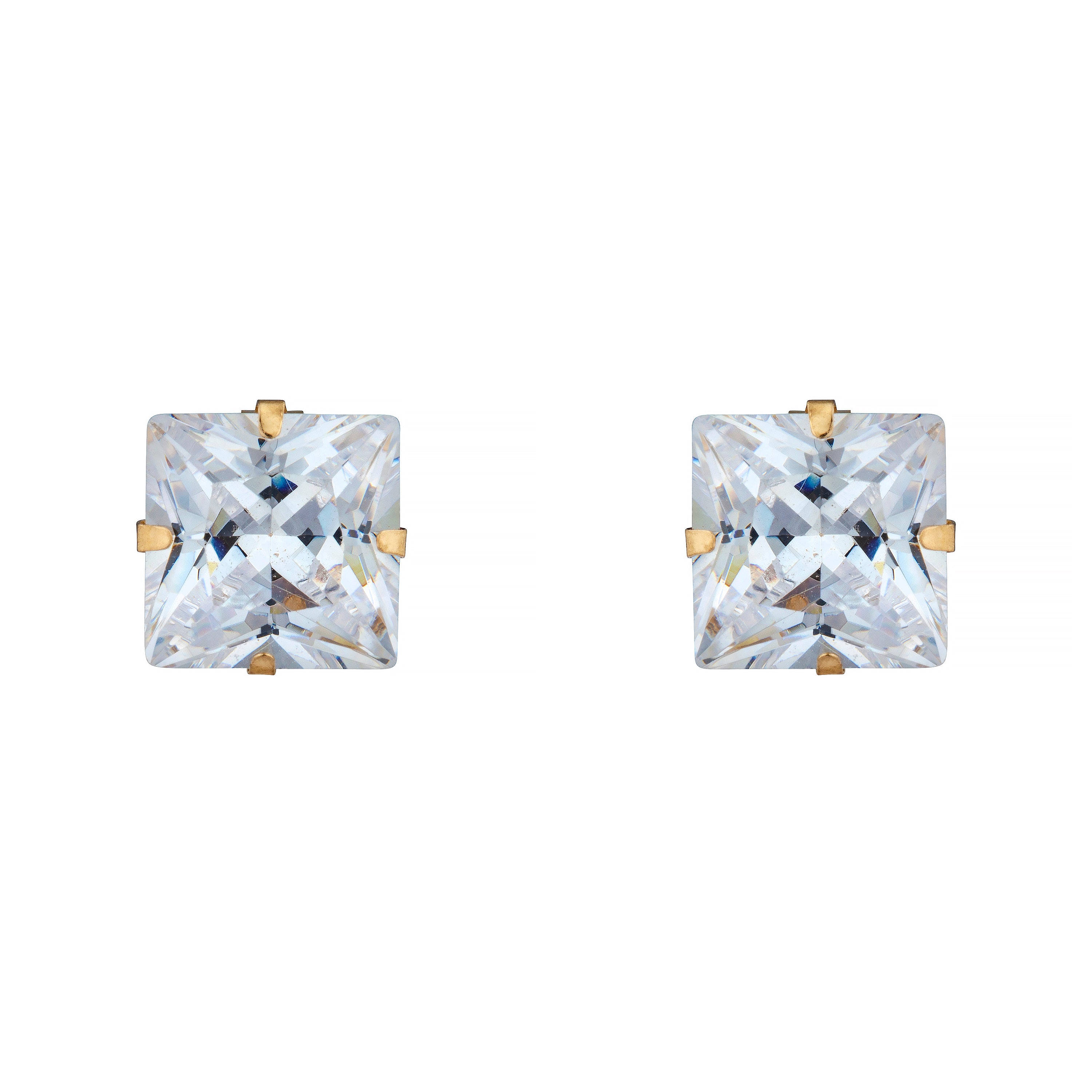 14k Yellow Gold Princess Martini Setting Studs