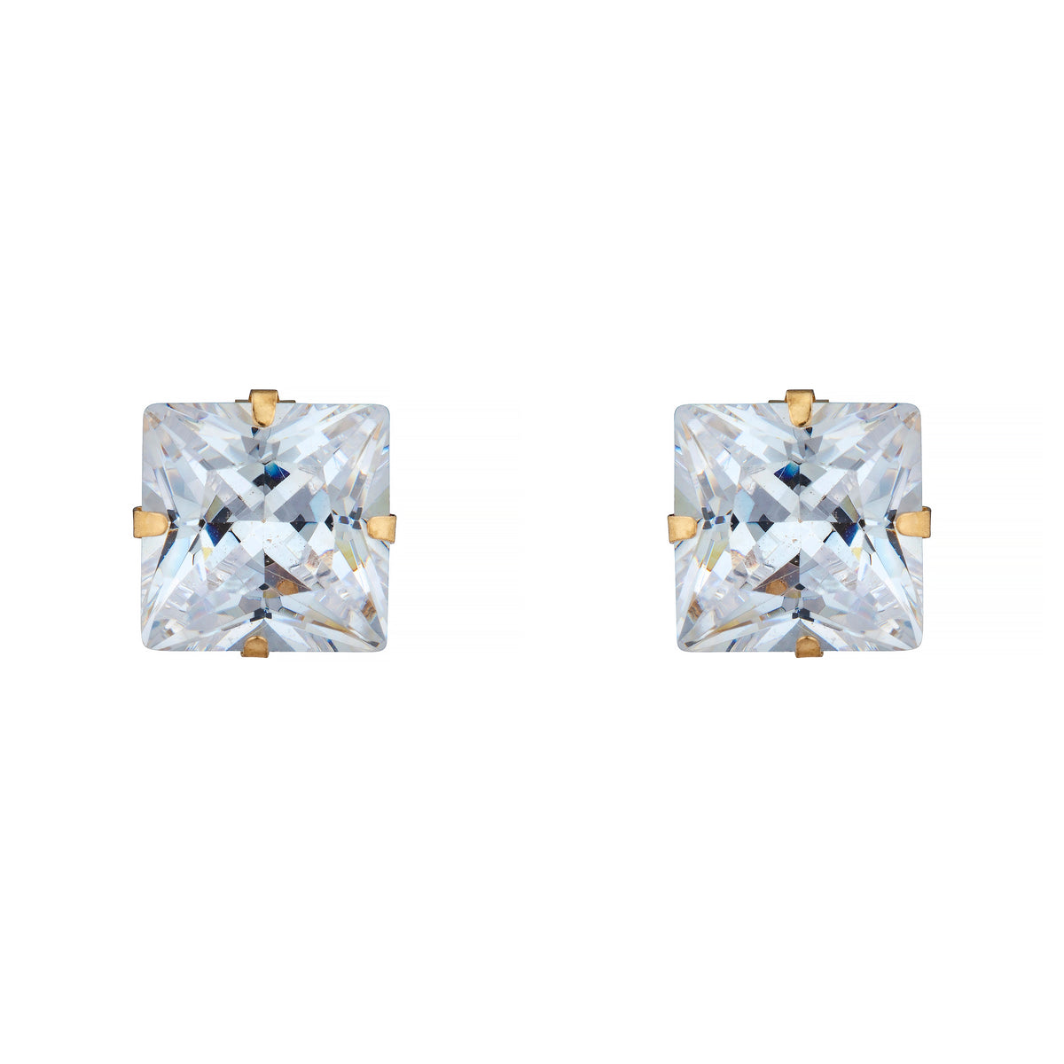 14k Yellow Gold Princess Martini Setting Studs