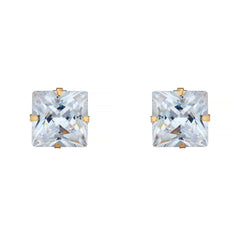 14k Yellow Gold Princess Martini Setting Studs