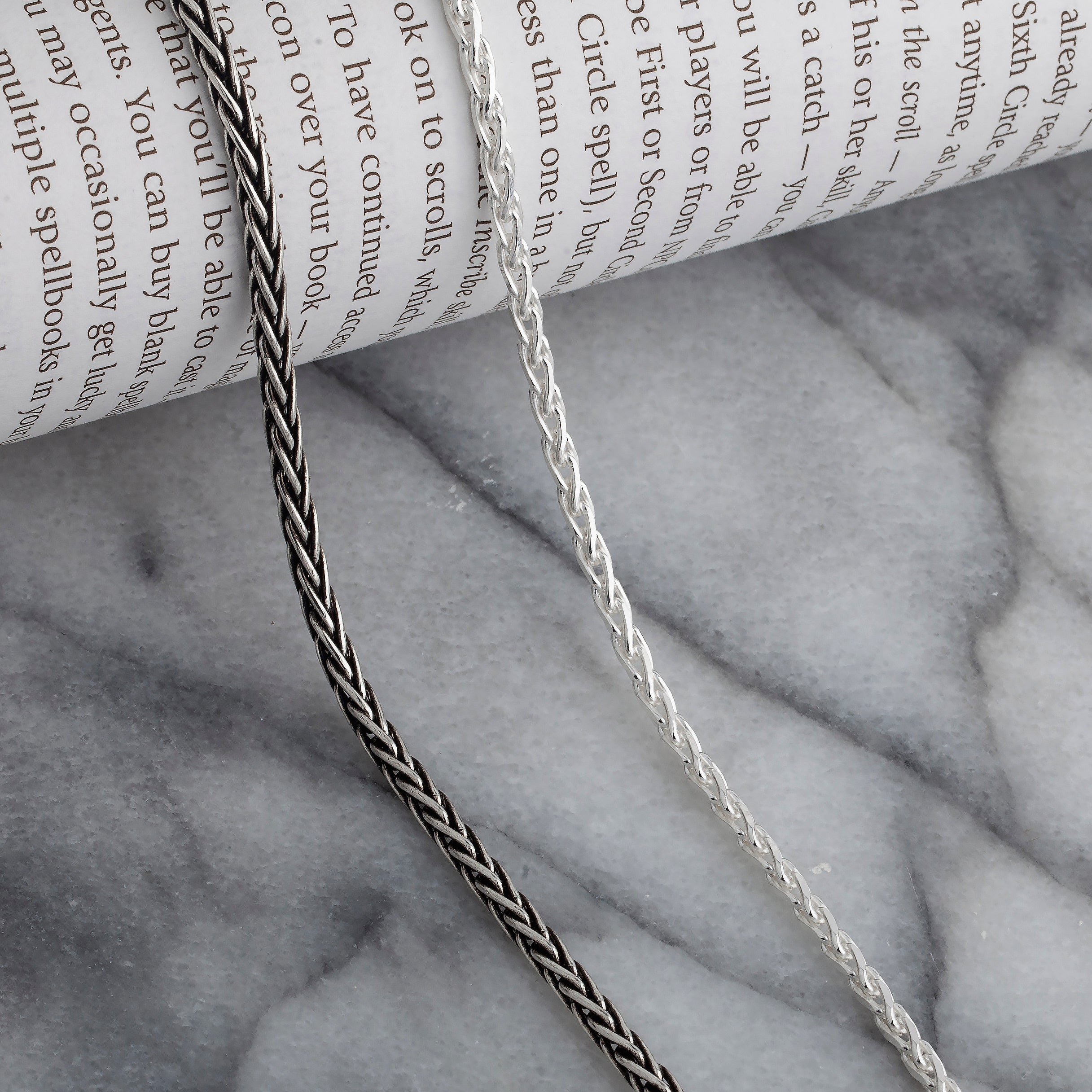 925 Sterling Silver 2.5mm Spiga Wheat Diamond Cut Chain