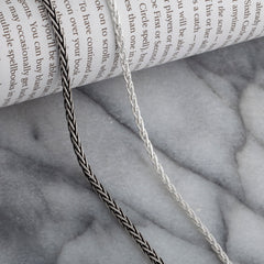 925 Sterling Silver 2.5mm Spiga Wheat Diamond Cut Oxidized Chain
