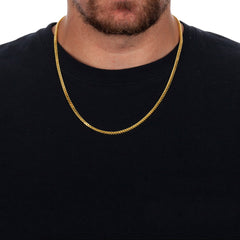 925 Sterling Silver 2.5mm Hollow Franco Foxtail Gold Plated Chain