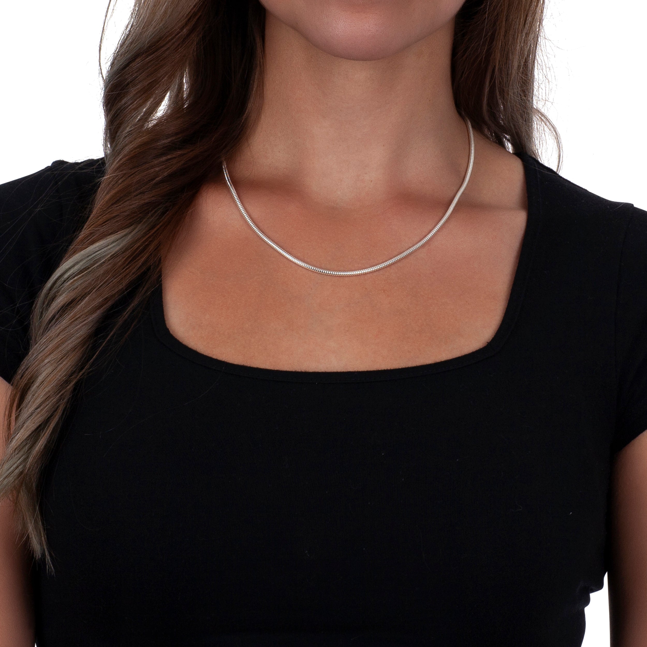 925 Sterling Silver 2.5mm Round Snake Chain