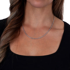 925 Sterling Silver 2.5mm Solid Rope Diamond Cut Rhodium Chain
