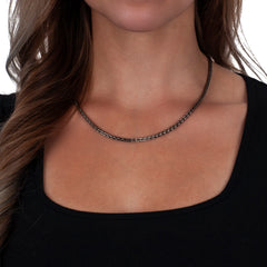 925 Sterling Silver 2.5mm Spiga Wheat Diamond Cut Oxidized Chain