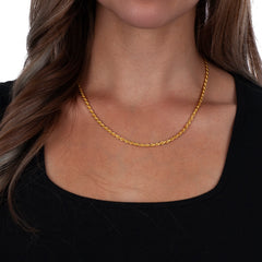 925 Sterling Silver 2.7mm Solid Rope Diamond Cut Gold Plated Chain