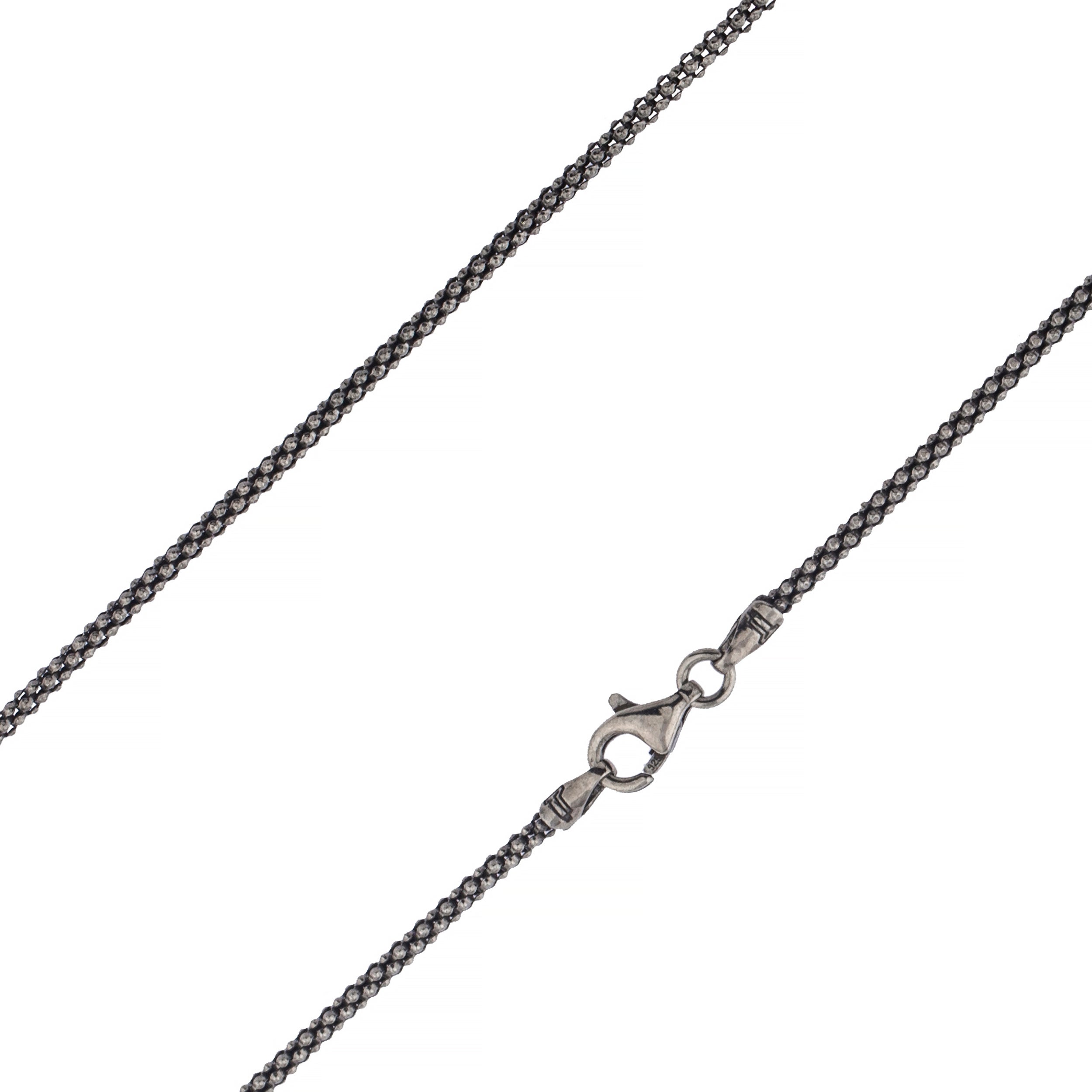925 Sterling Silver 2mm Moon Cut Bead Ball Black Chain