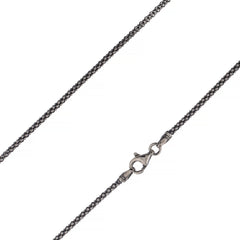 925 Sterling Silver 2mm Moon Cut Bead Ball Black Chain