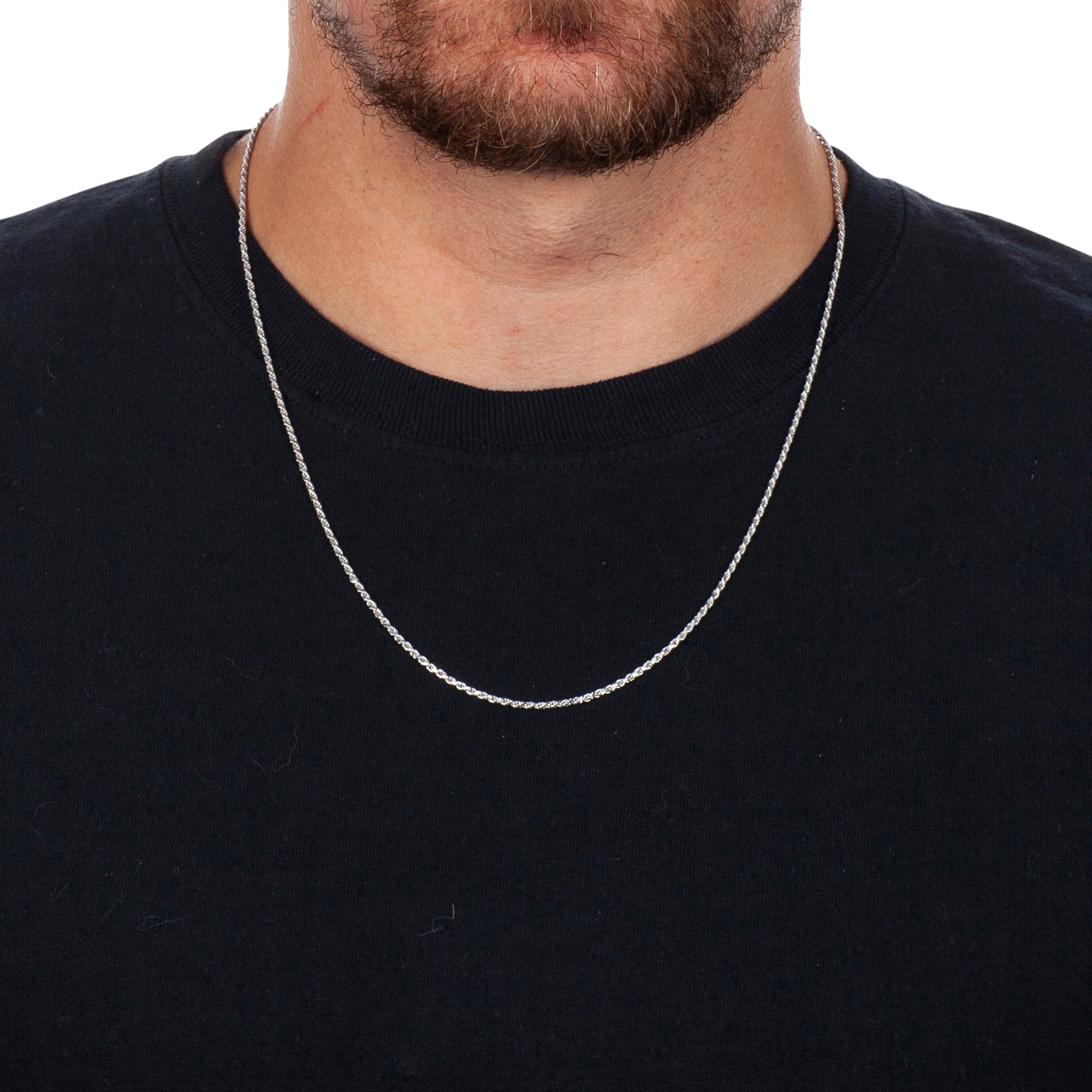 925 Sterling Silver 2mm Solid Rope Diamond Cut Silver Chain