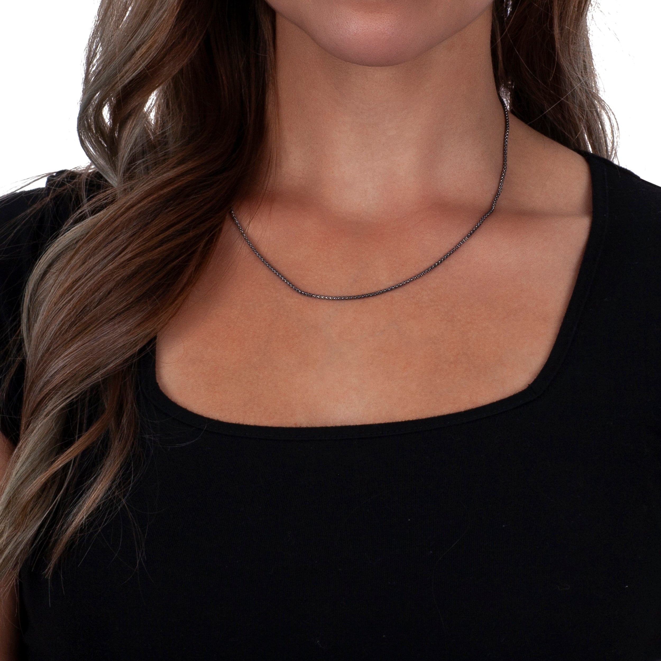 925 Sterling Silver 2mm Spiga Wheat Diamond Cut Oxidized Chain