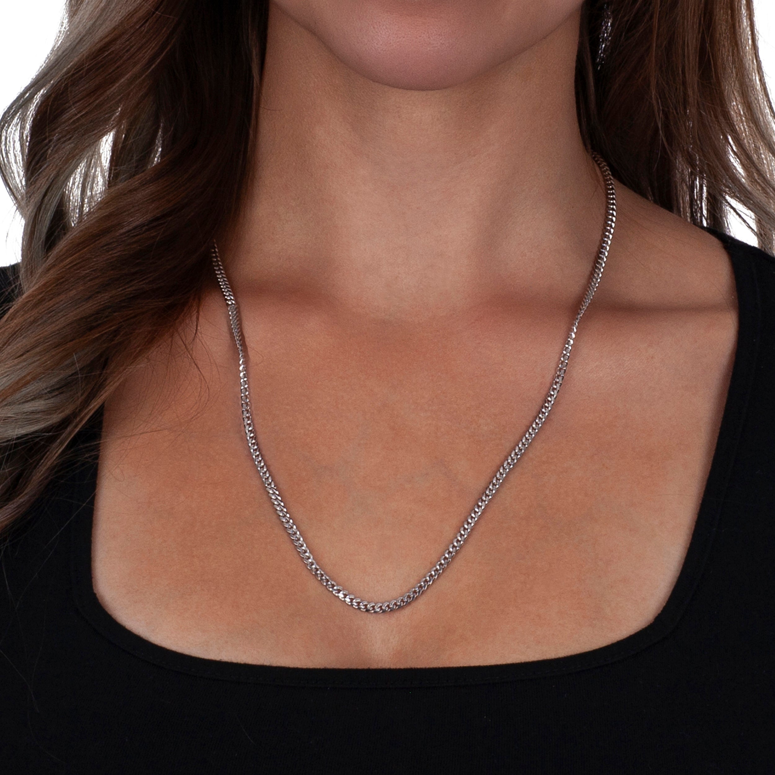 925 Sterling Silver 3.2mm Miami Cuban Rhodium Plated