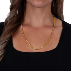 925 Sterling Silver 3.2mm Solid  Rope Diamond Cut Gold Plated Chain