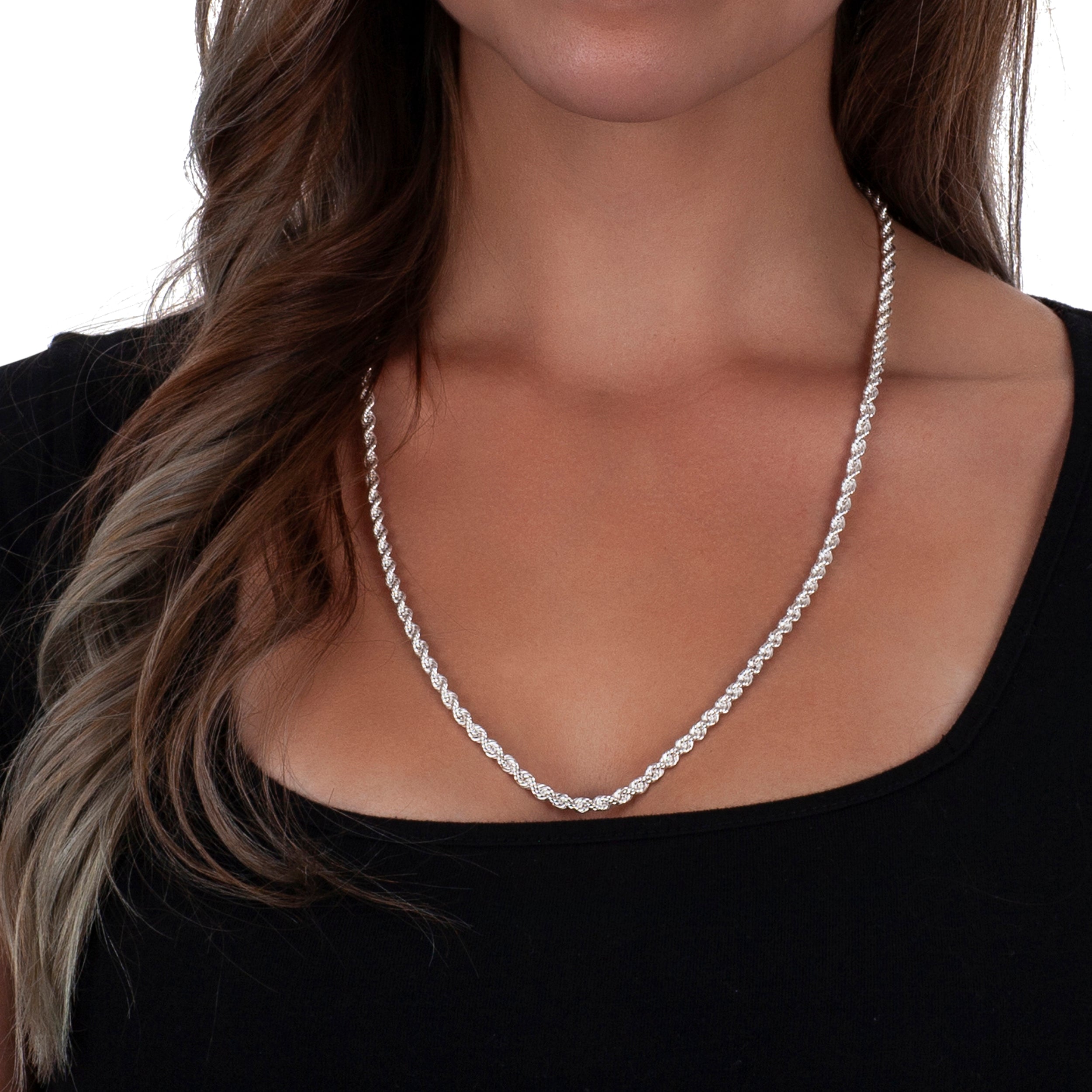 925 Sterling Silver Rope Diamond Cut Chain – Oliver Navy