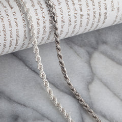 925 Sterling Silver 3.6mm Solid  Rope Diamond Cut Silver Chain