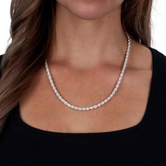 925 Sterling Silver 3.6mm Solid  Rope Diamond Cut Silver Chain