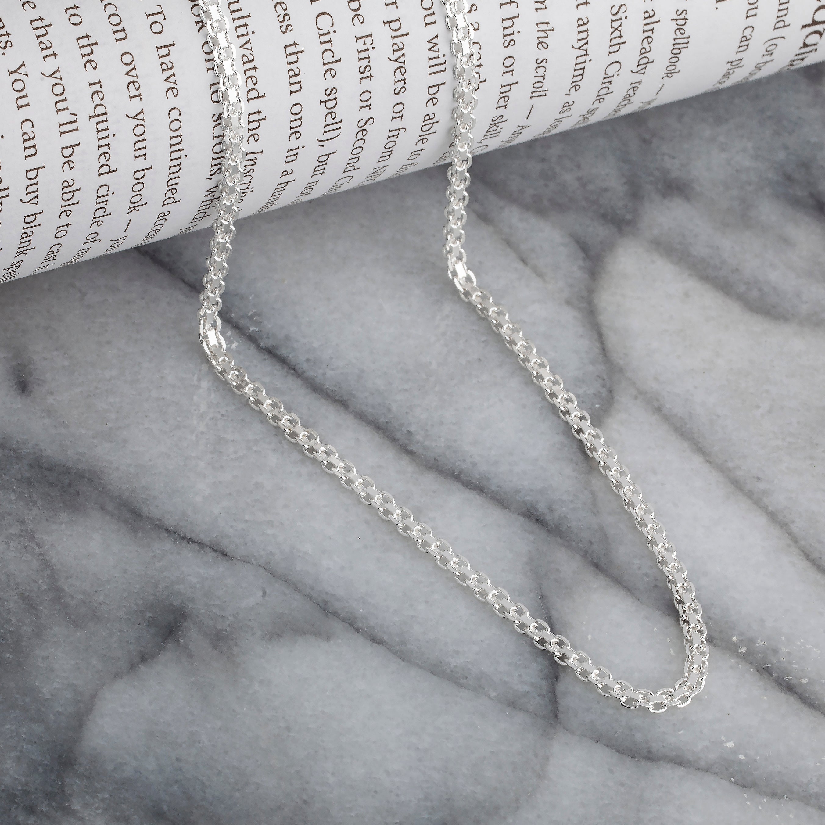 925 Sterling Silver 3mm Flat Bismark Chain