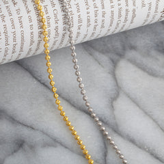 3mm Moon Cut Bead Ball Rhodium Chain
