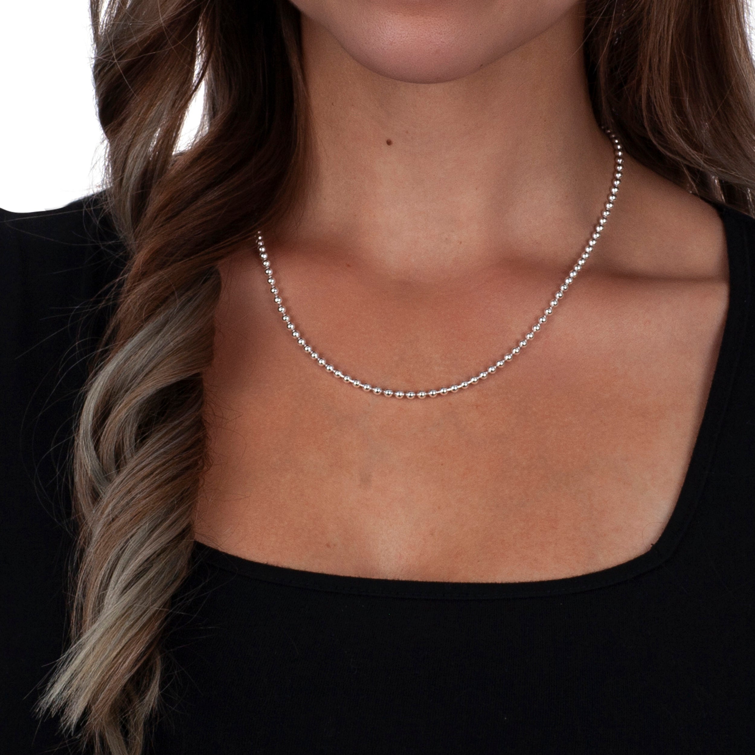 925 Sterling Silver 3mm Ball Bead Chain Oliver Navy