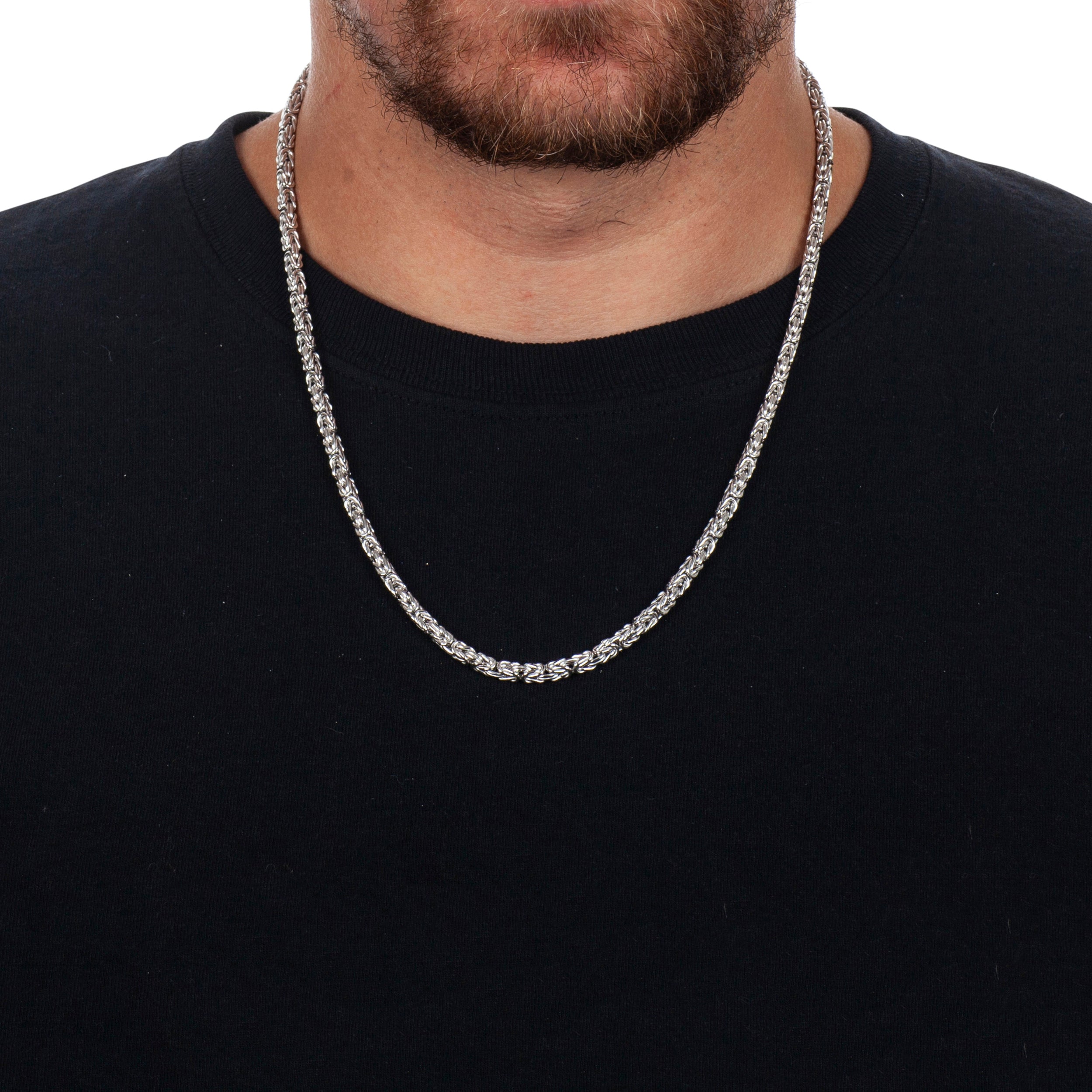 4mm Bynzantine Rhodium Chain