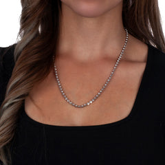 4mm Moon Cut Bead Ball Rhodium Chain