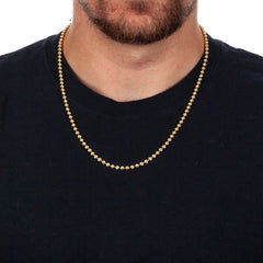925 Sterling Silver 4mm Moon Cut Bead Ball Gold Plated Chain