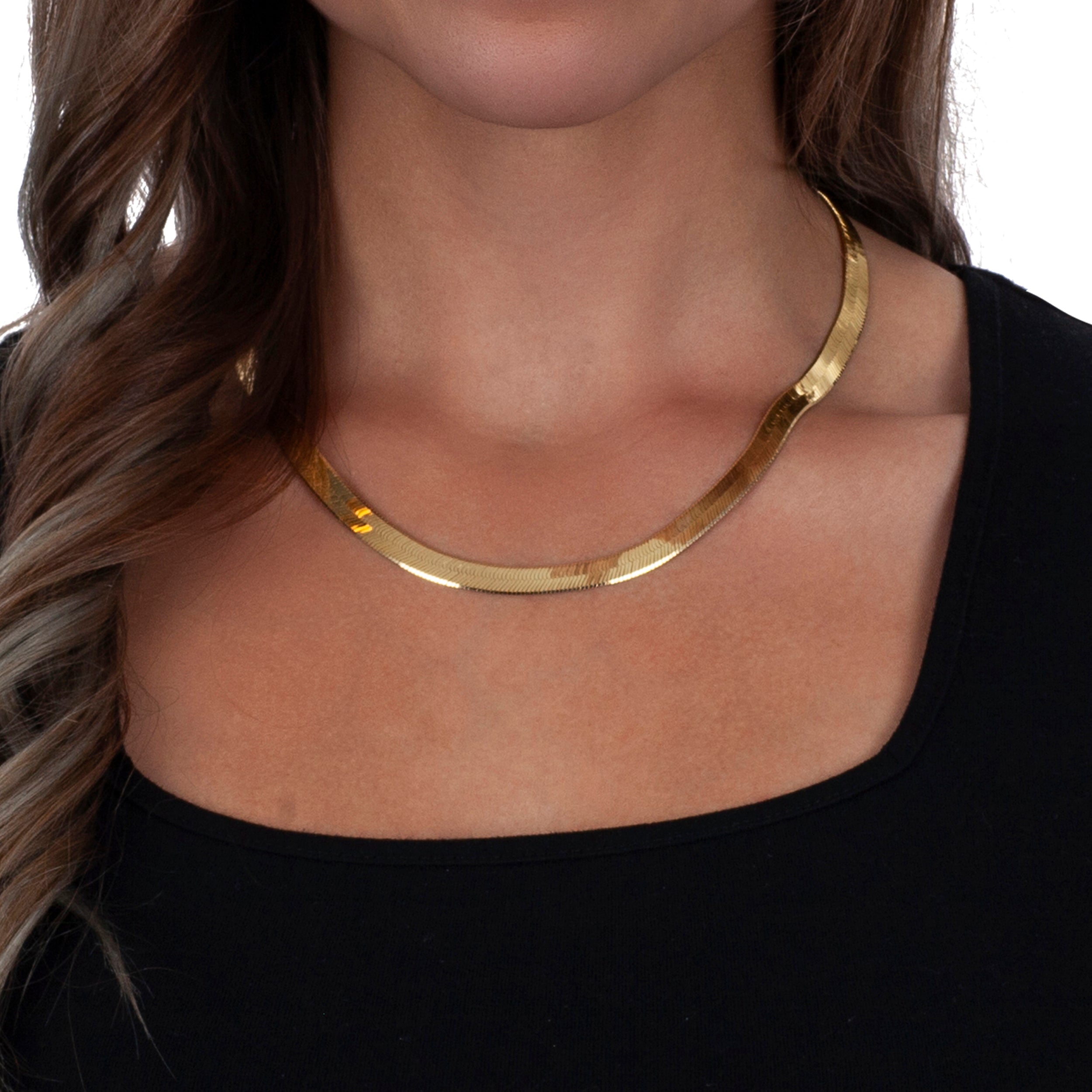  7mm Solid Herringbone Gold Plated Chain