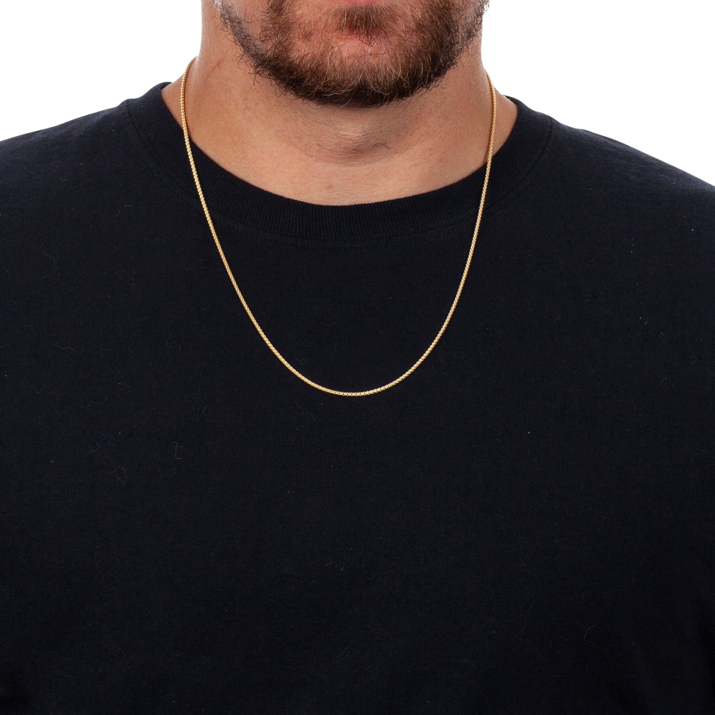 925 Sterling Silver 1.8mm Popcorn Coreana Gold Plated Chain