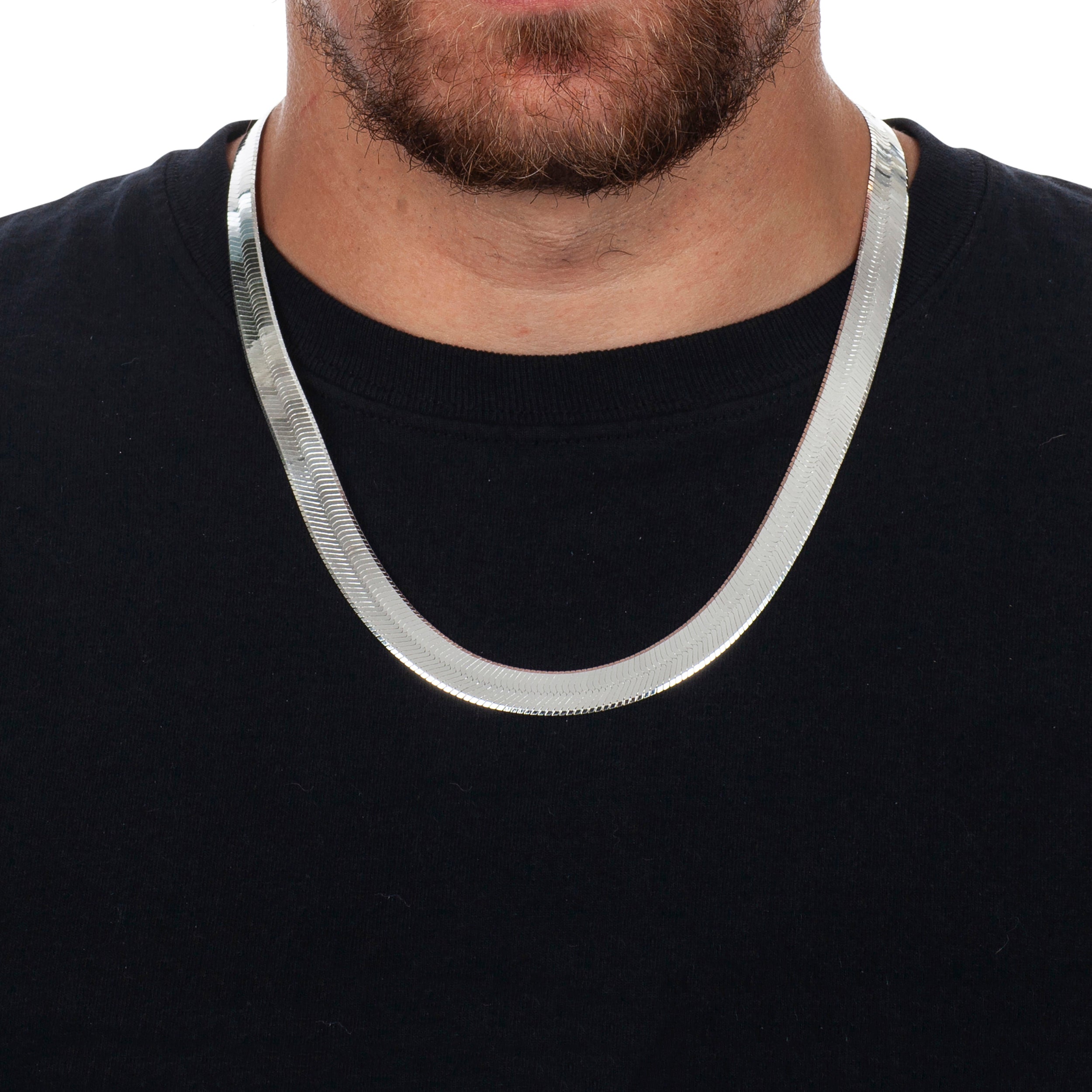 Mens silver herringbone necklace shop