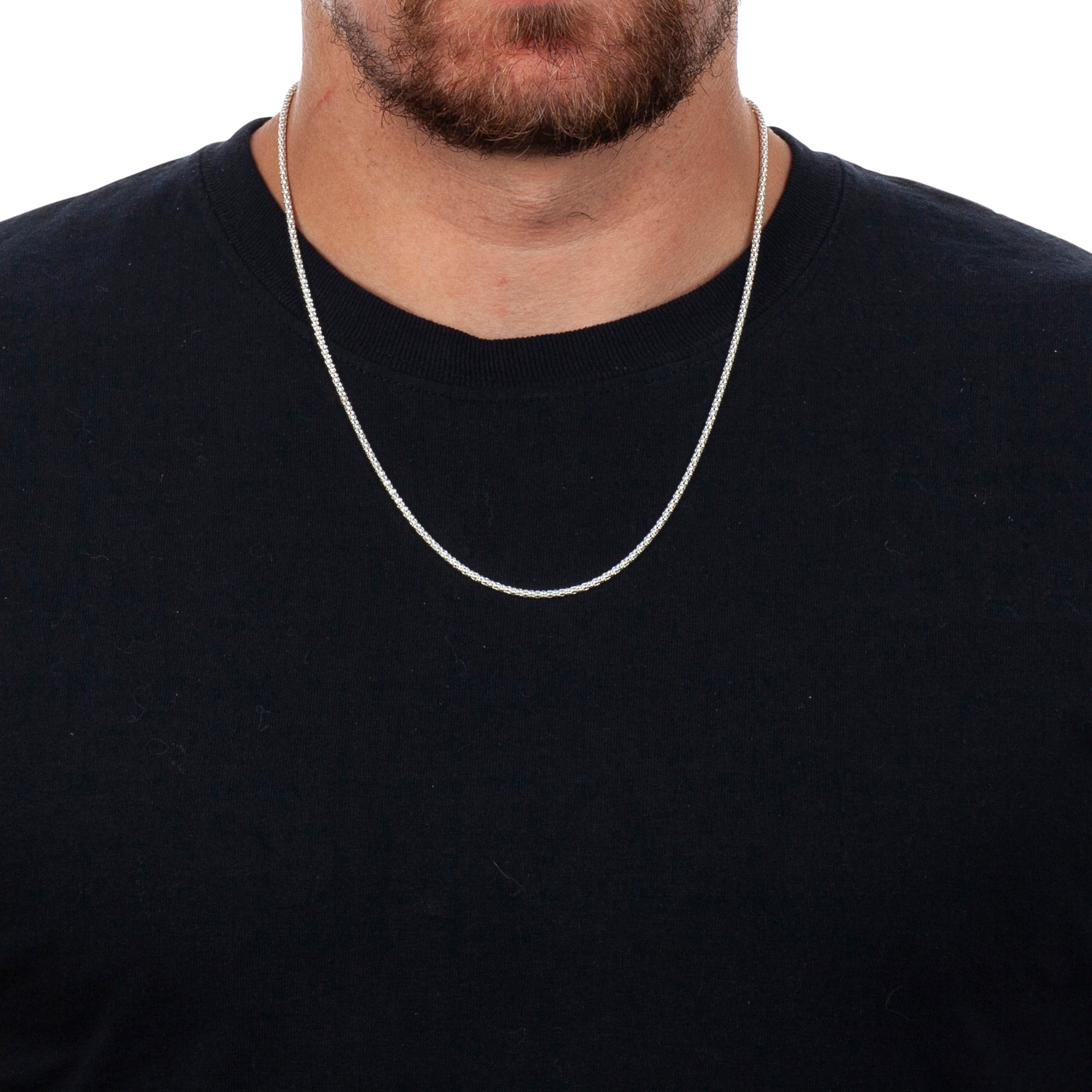 925 Sterling Silver 2.5mm Popcorn Coreana Chain
