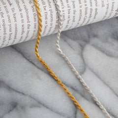 925 Sterling Silver 2.7mm Solid Rope Diamond Cut Gold Plated Chain