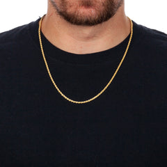 925 Sterling Silver 2.7mm Solid Rope Diamond Cut Gold Plated Chain