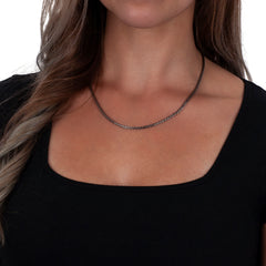 925 Sterling Silver 2mm Moon Cut Bead Ball Black Chain