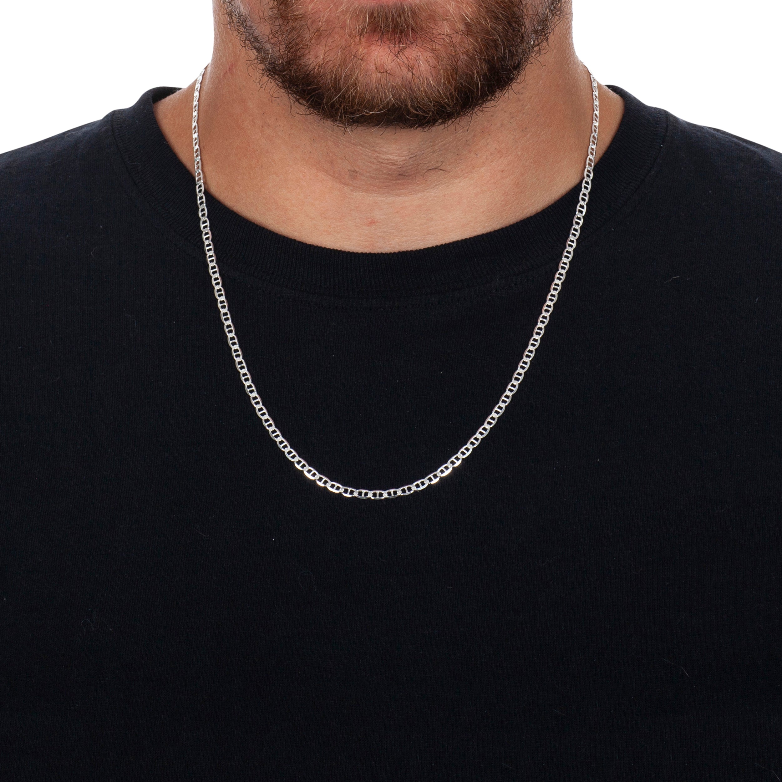 925 Sterling Silver 3.5mm Flat Mariner Gucci Chain