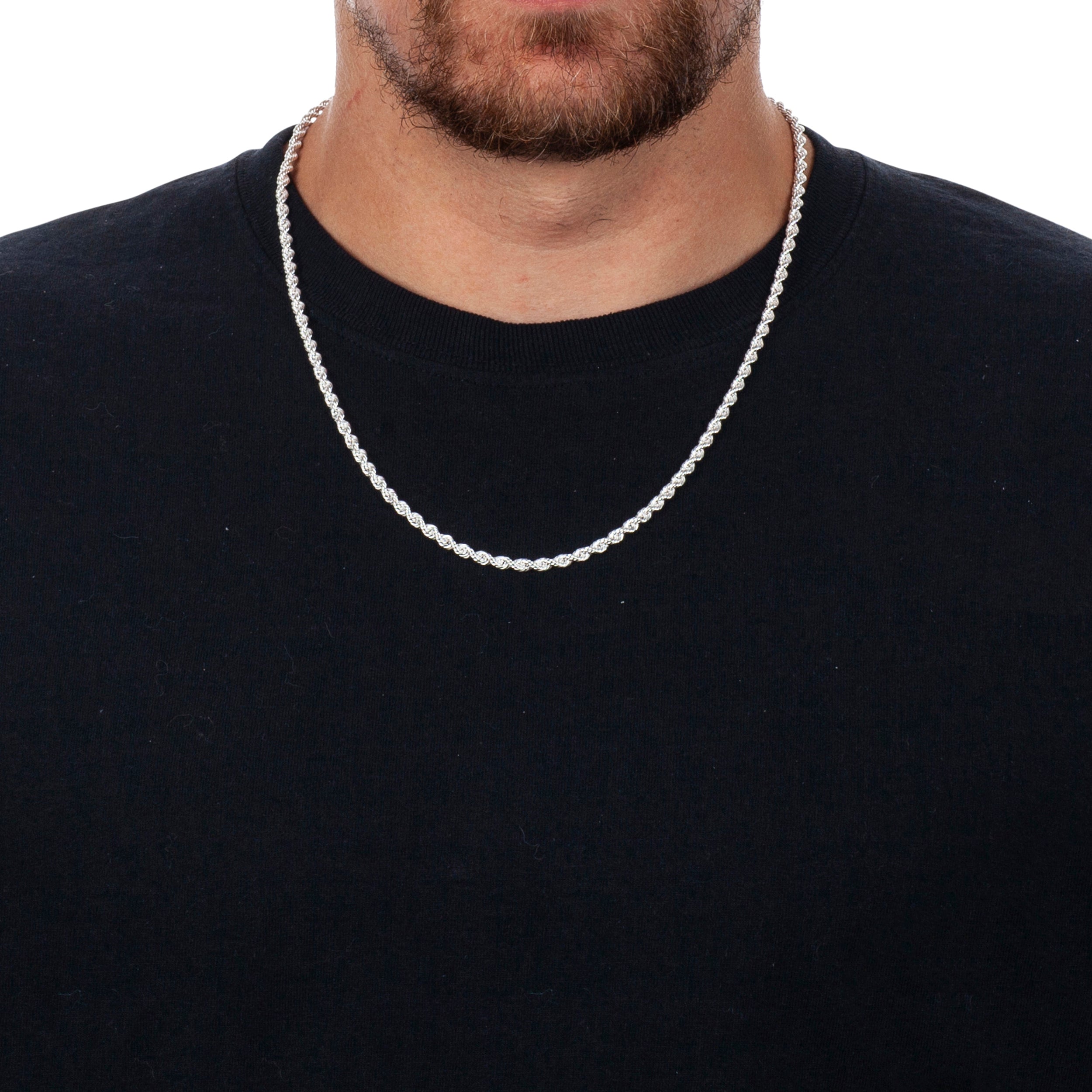 925 Sterling Silver Rope Diamond Cut Chain – Oliver Navy