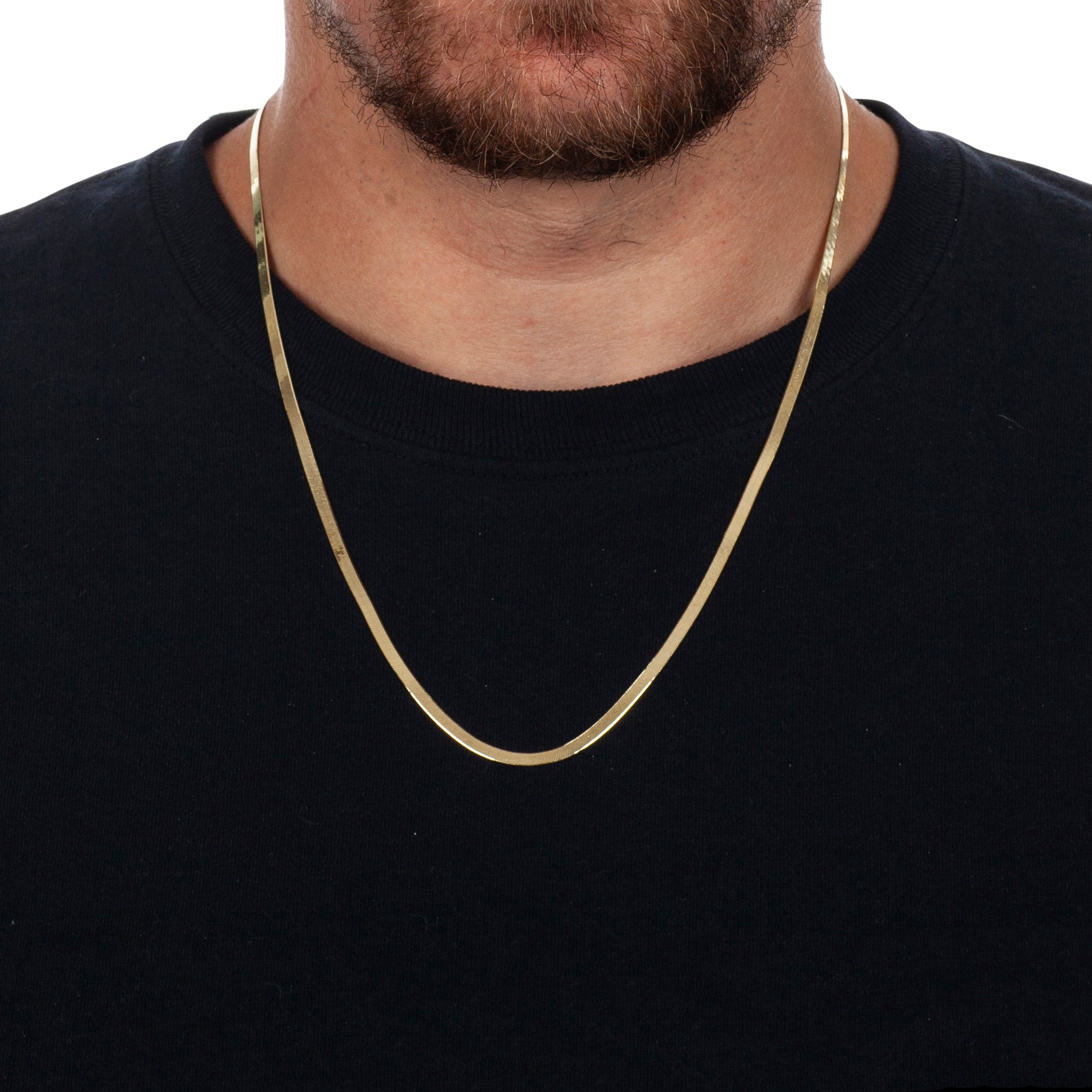 925 Sterling Silver 3.5mm Solid Herringbone Gold Plated Chain