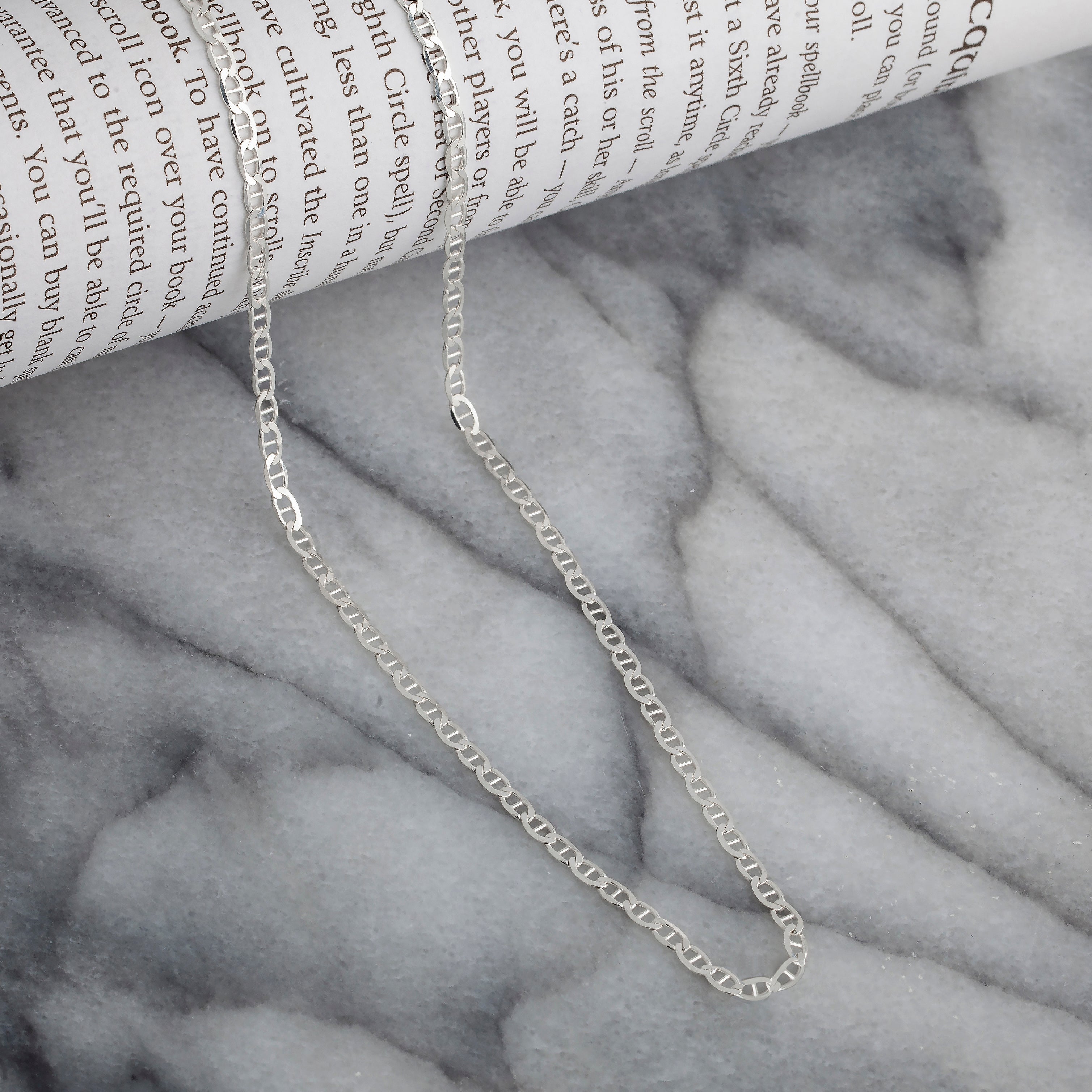 925 Sterling Silver 3mm Flat Mariner Gucci Chain