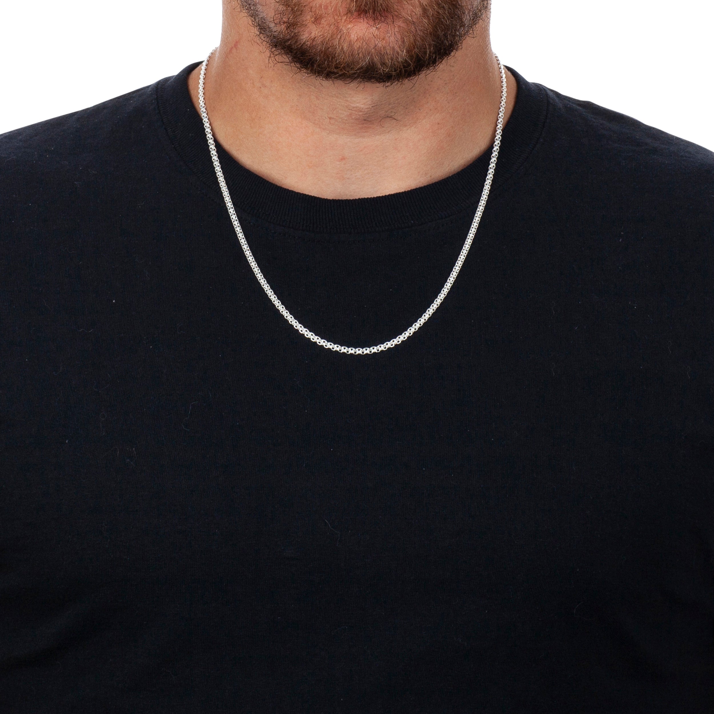 925 Sterling Silver 3mm Flat Bismark Chain