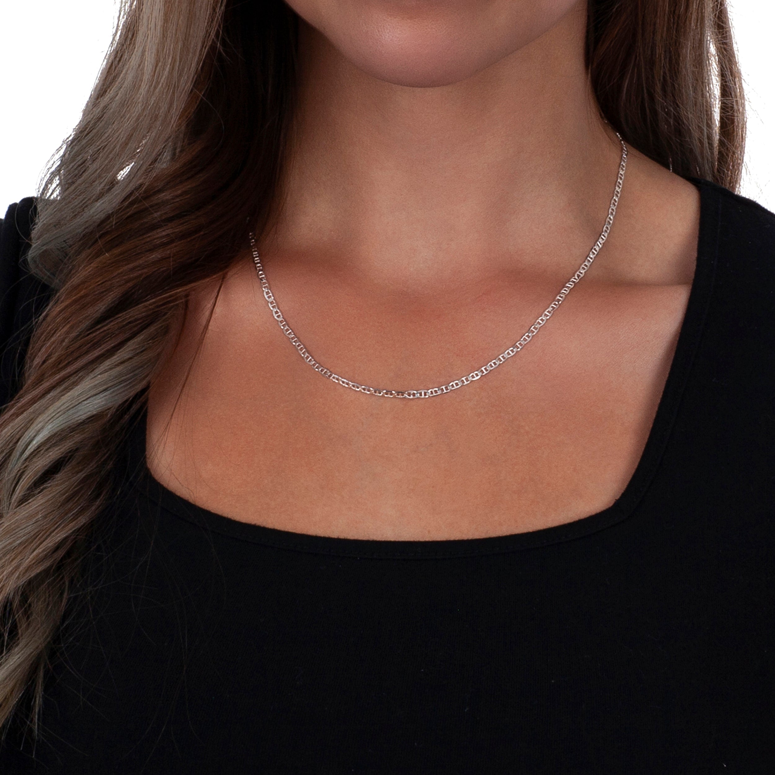 925 Sterling Silver 3mm Flat Mariner Gucci Chain