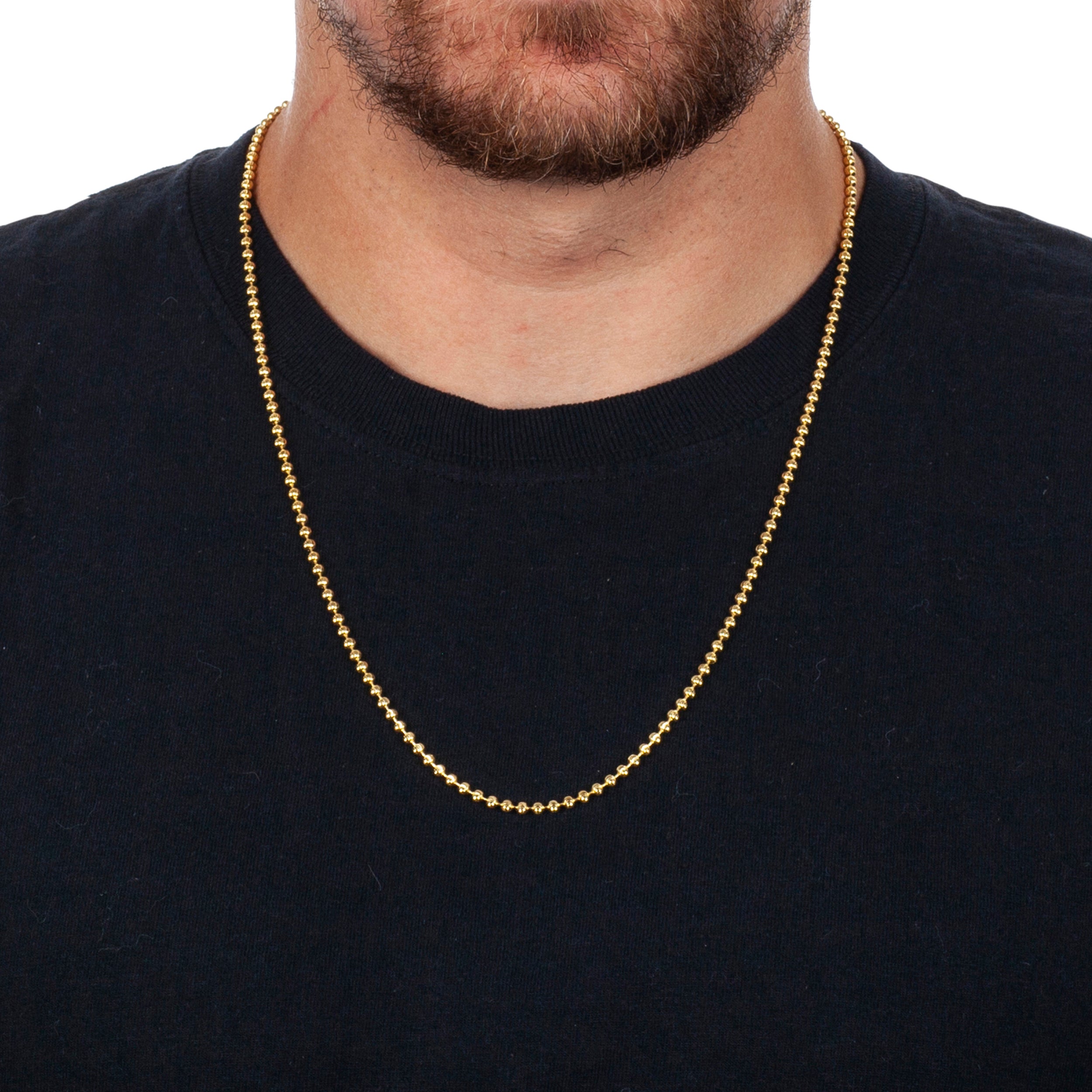 925 Sterling Silver 3mm Moon Cut Bead Ball Gold Plated Chain
