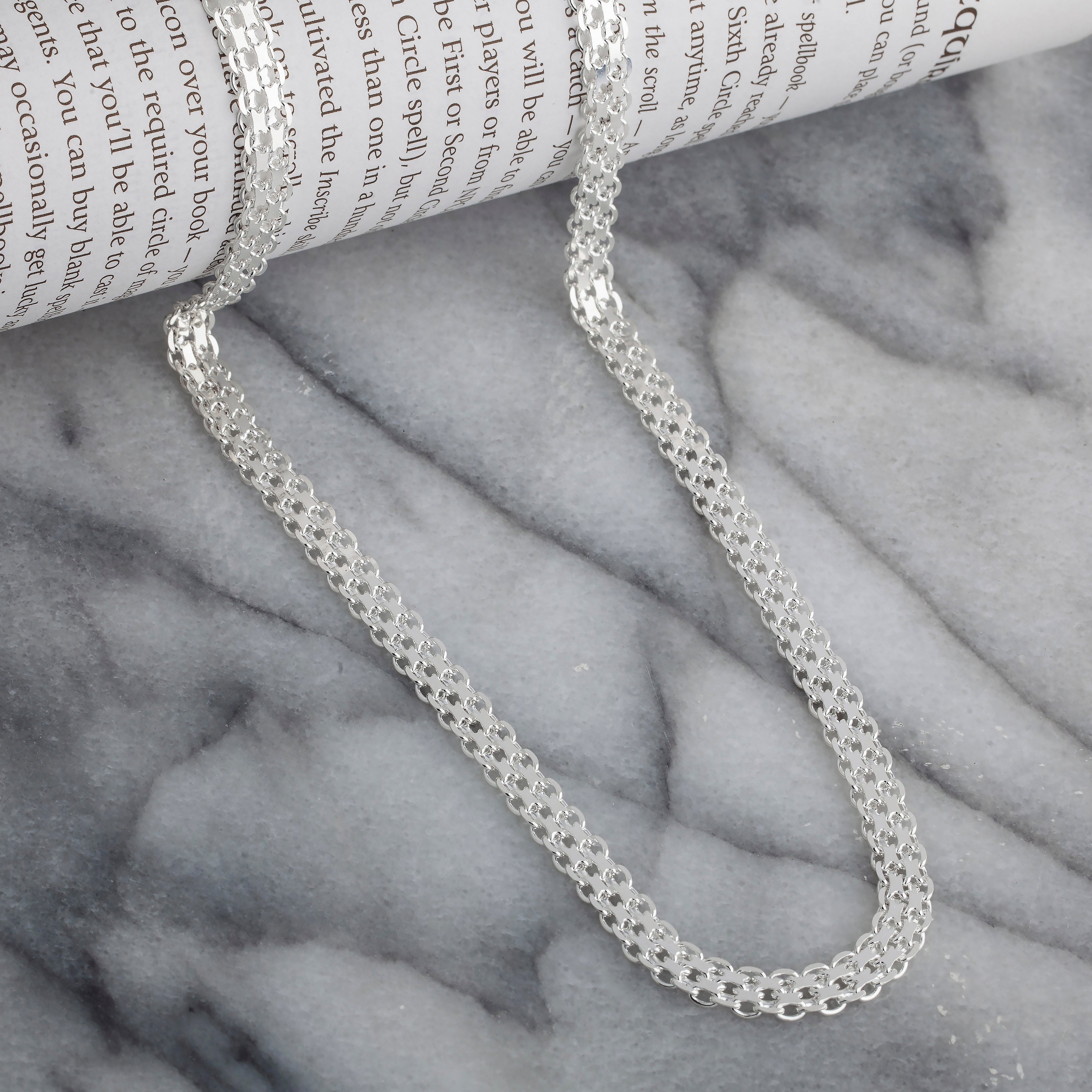 925 6mm Sterling Silver Flat Bismark Chain