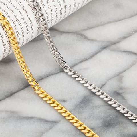925 Sterling Silver 7mm Miami Cuban Link Rhodium Chain – Oliver & Navy