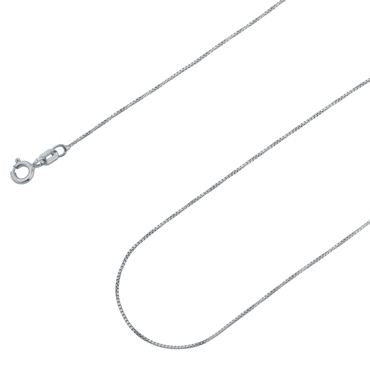 925 Sterling Silver 0.7mm Box Rhodium Chain