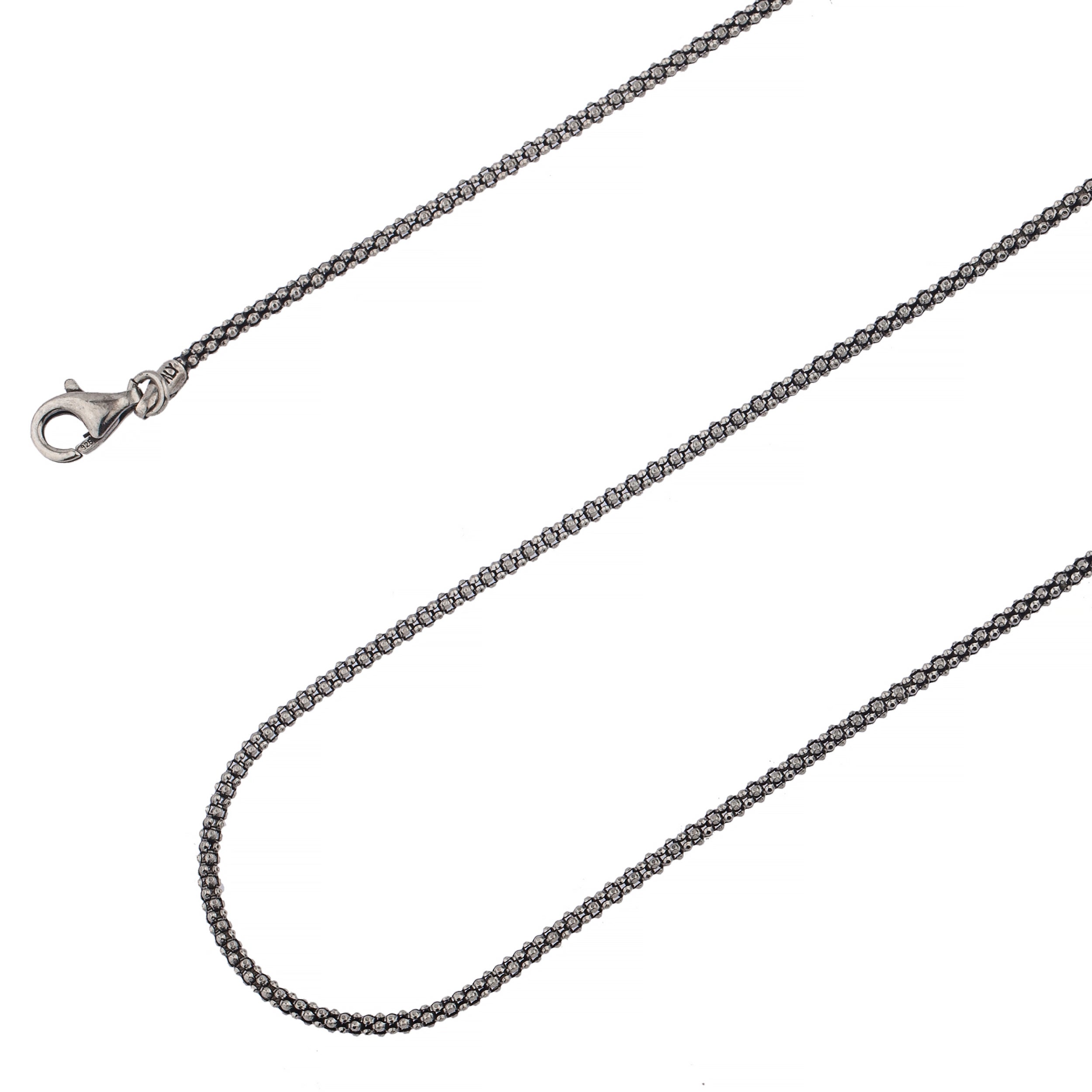 925 Sterling Silver 1.8mm Popcorn Coreana Oxidized Chain