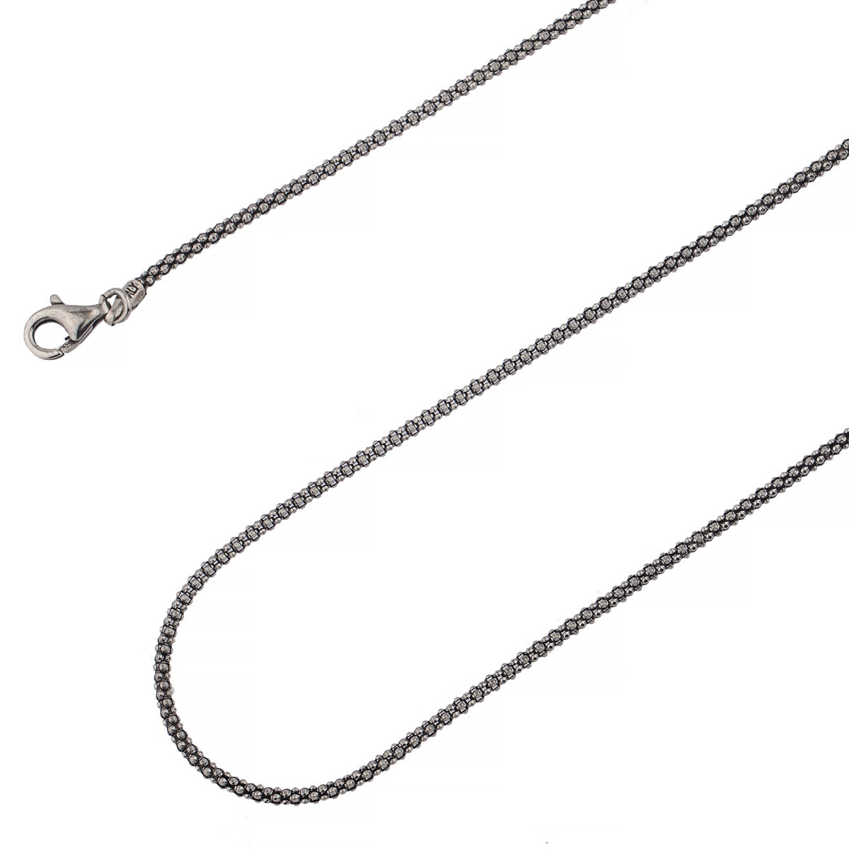 925 Sterling Silver 1.8mm Popcorn Coreana Oxidized Chain