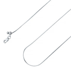 925 Sterling Silver 1mm Adjustable Round Box Venetian Rhodium Plated Chain
