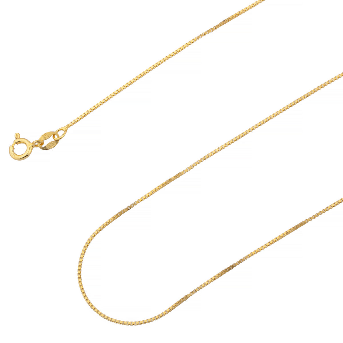 925 Sterling Silver 1mm Box Chain Gold Plated Chain