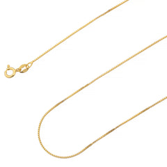 925 Sterling Silver 1mm Box Chain Gold Plated Chain