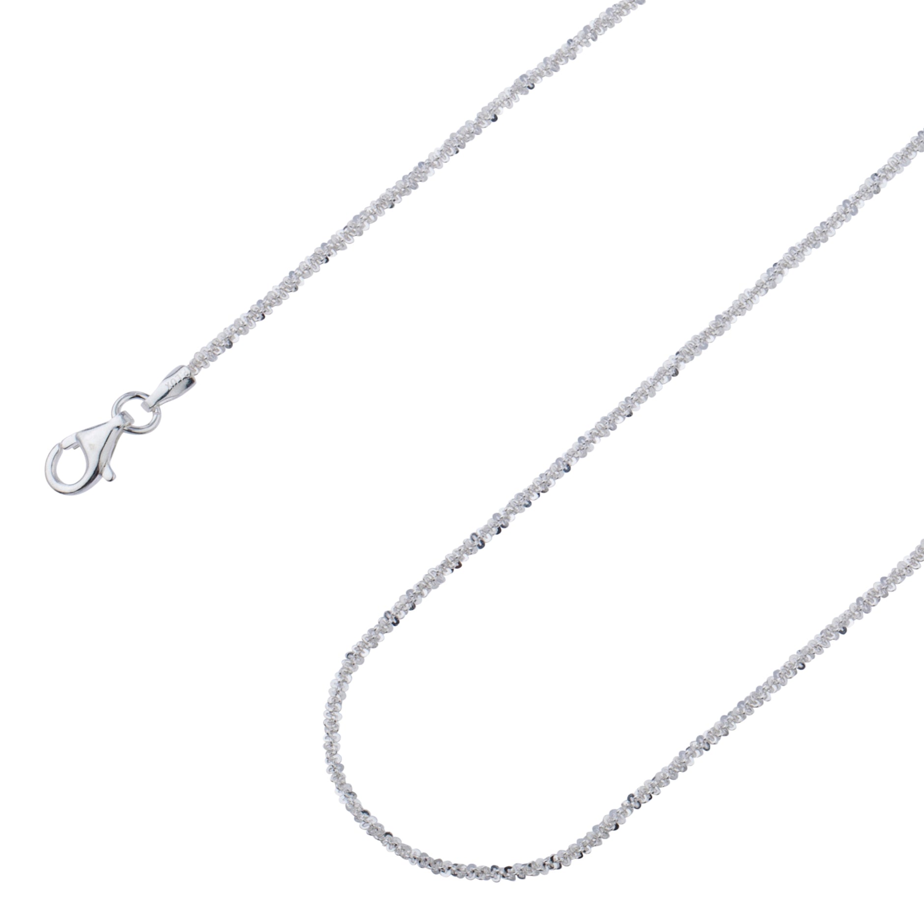 Solid 925 Sterling Silver Diamond Cut Margarita Sparkle Chain Necklace – 3mm, Multiple Lengths