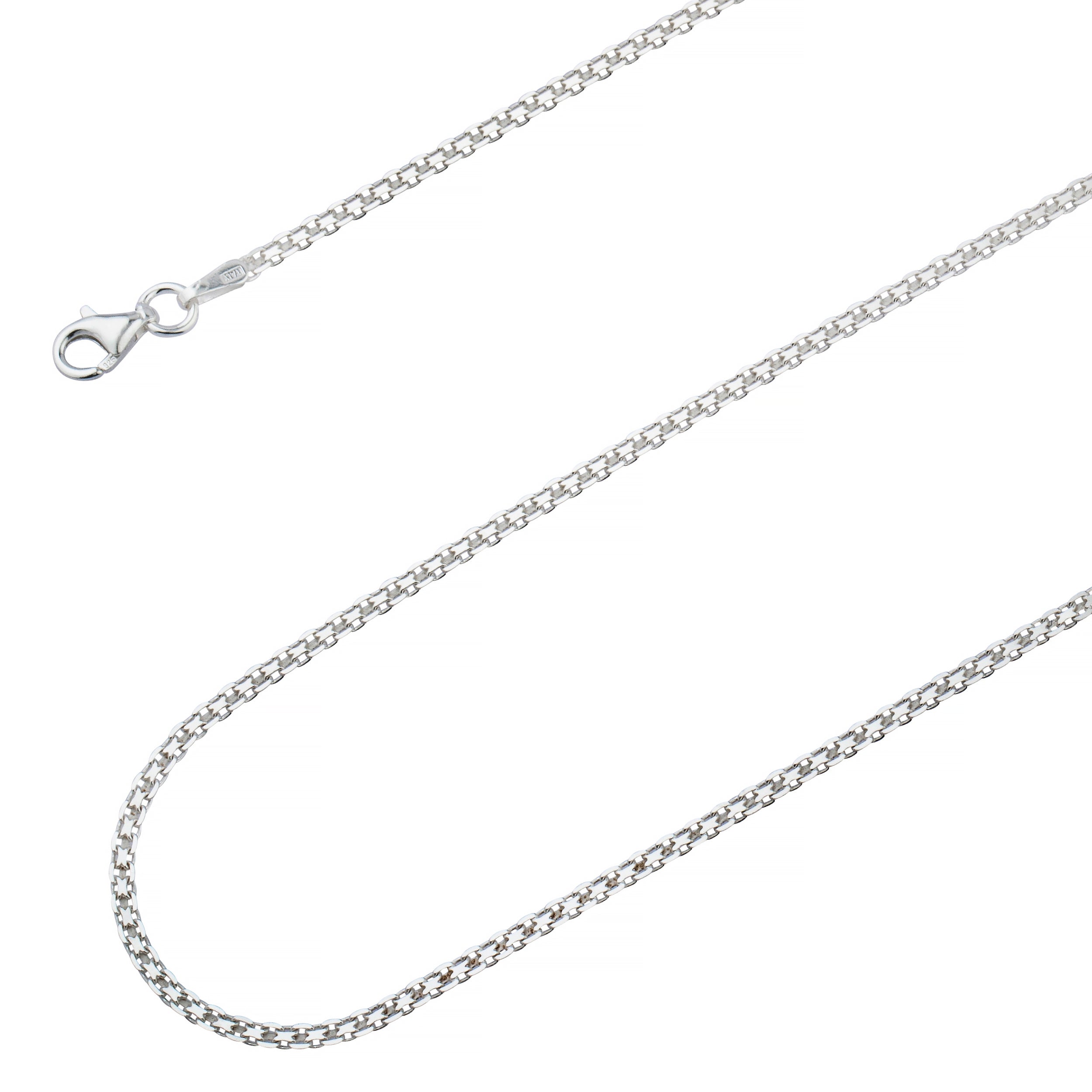 925 Sterling Silver 2mm Flat Bismark Chain